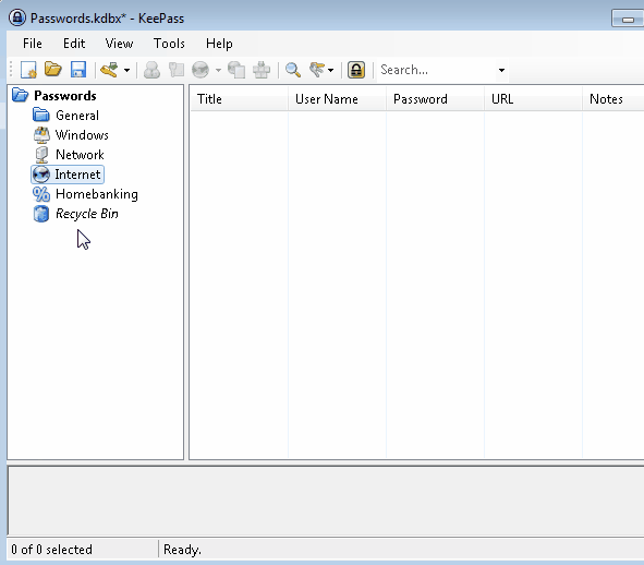 Creating E-Mail group and adding entry in KeePass