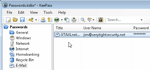 Save password database in KeePass